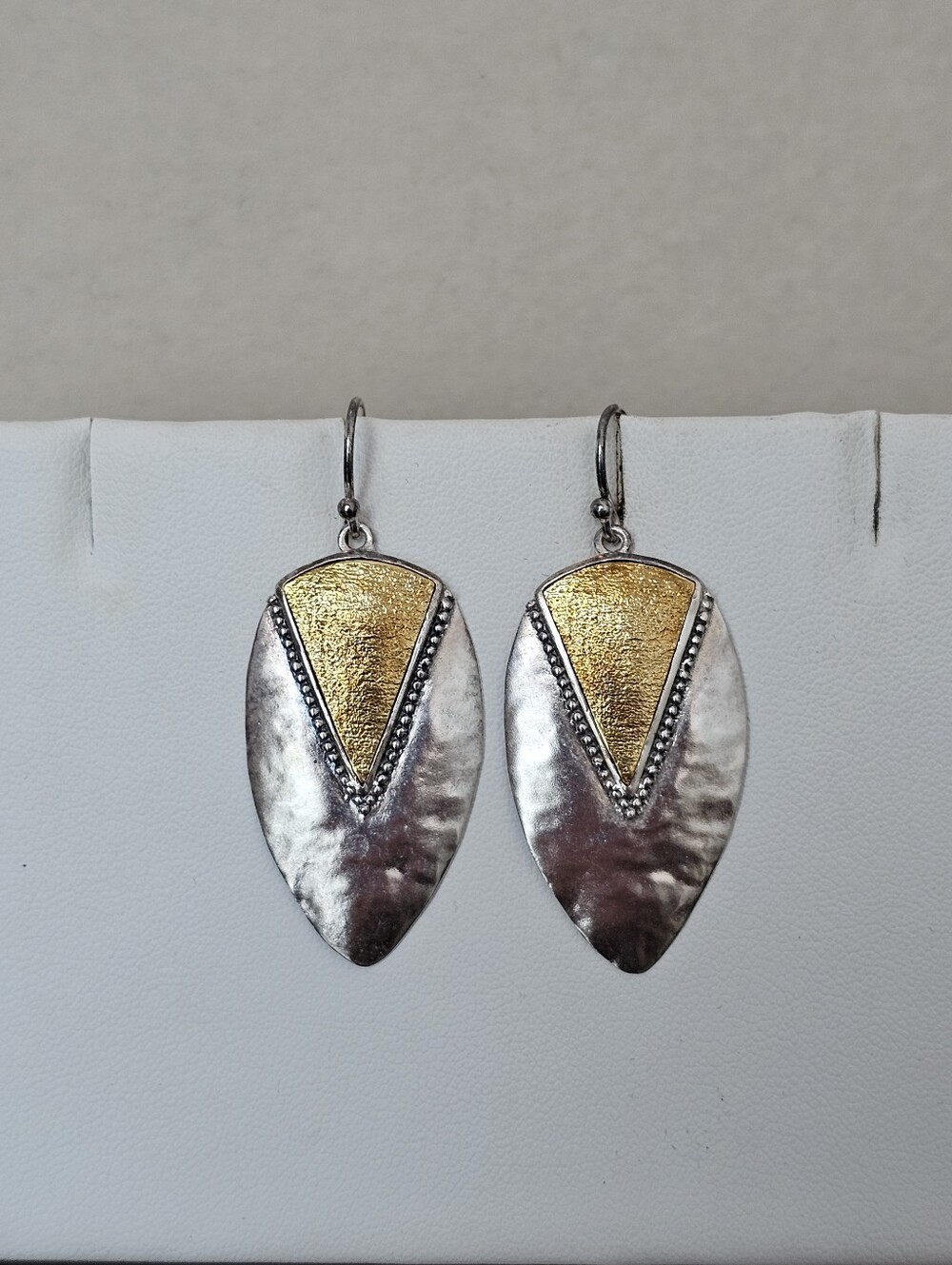 Silpada Silver and Brass Hammered Dangle Earrings Retired